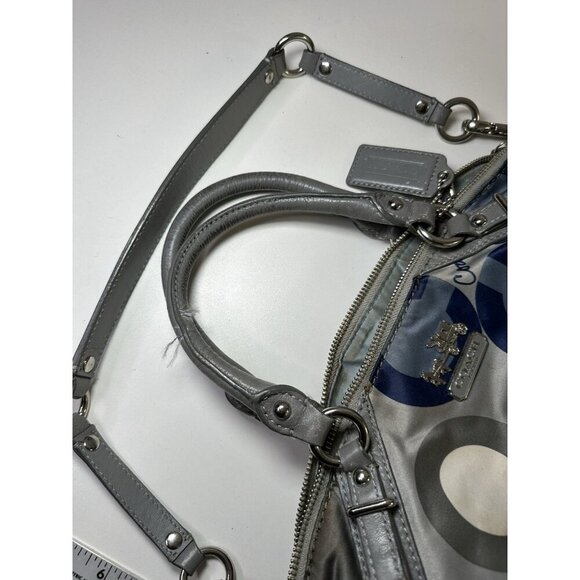 Coach Madison Sophia Blue Multicolored Sateen Satchel Bag 2010 Top Strap Charm - Picture 12 of 12